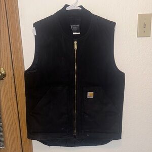 Carhartt Black Work Vest with Gold Zipper